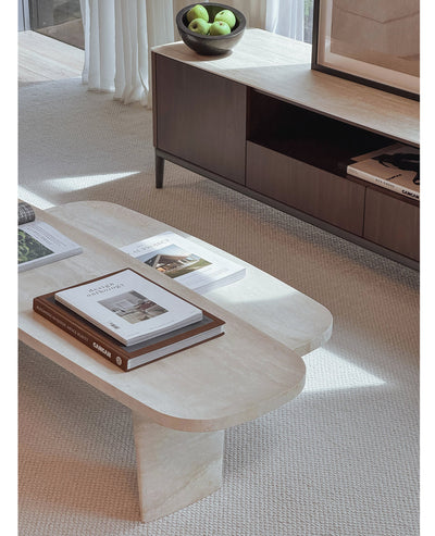 [NEW] Forma Travertine Coffee Table - Petit