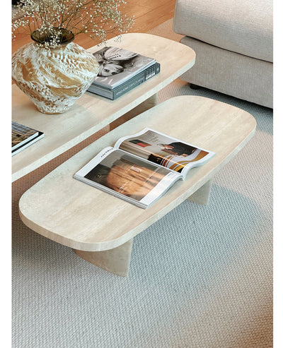 [NEW] Forma Travertine Coffee Table - Petit
