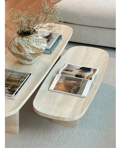 [NEW] Forma Travertine Coffee Table - Petit