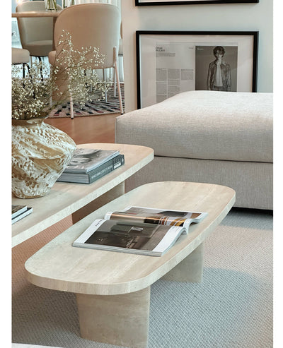 [NEW] Forma Travertine Coffee Table - Petit