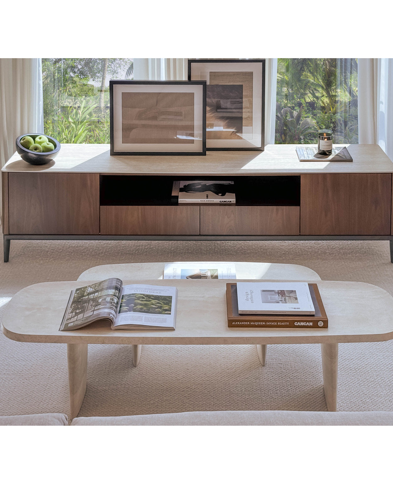 Forma Travertine Coffee Table - Nesting Pair