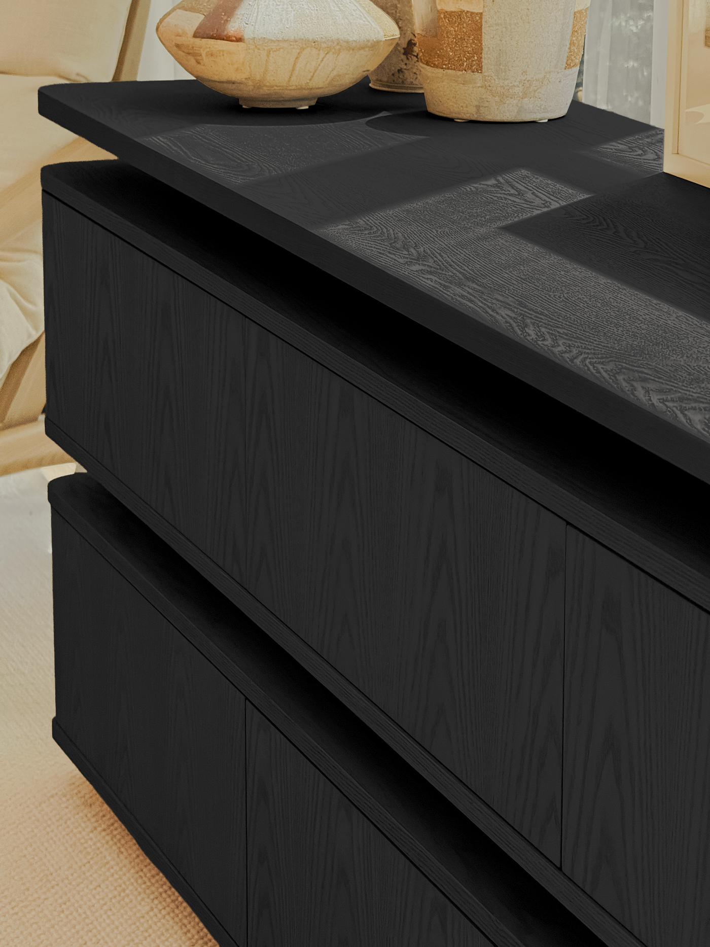 Forma Sideboard – Floating Wood Storage (Black)