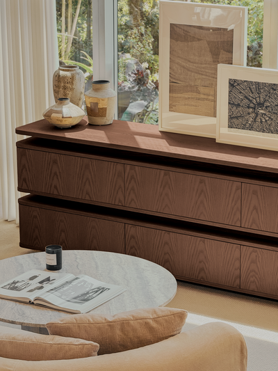 Forma Sideboard – Floating Wood Storage (Walnut)