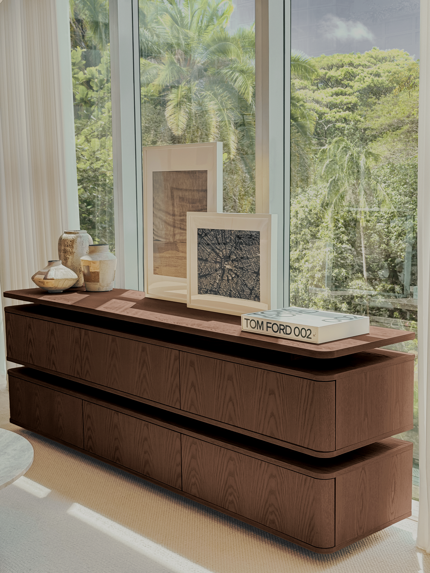 Forma Sideboard – Floating Wood Storage (Walnut)