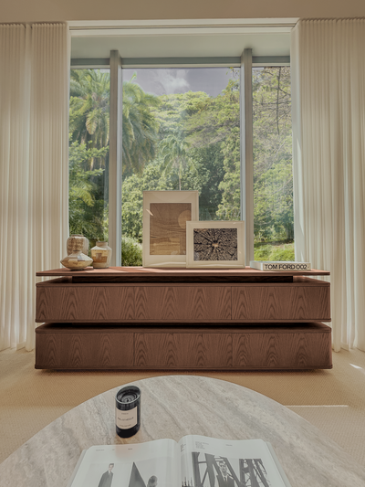 Forma Sideboard – Floating Wood Storage (Walnut)