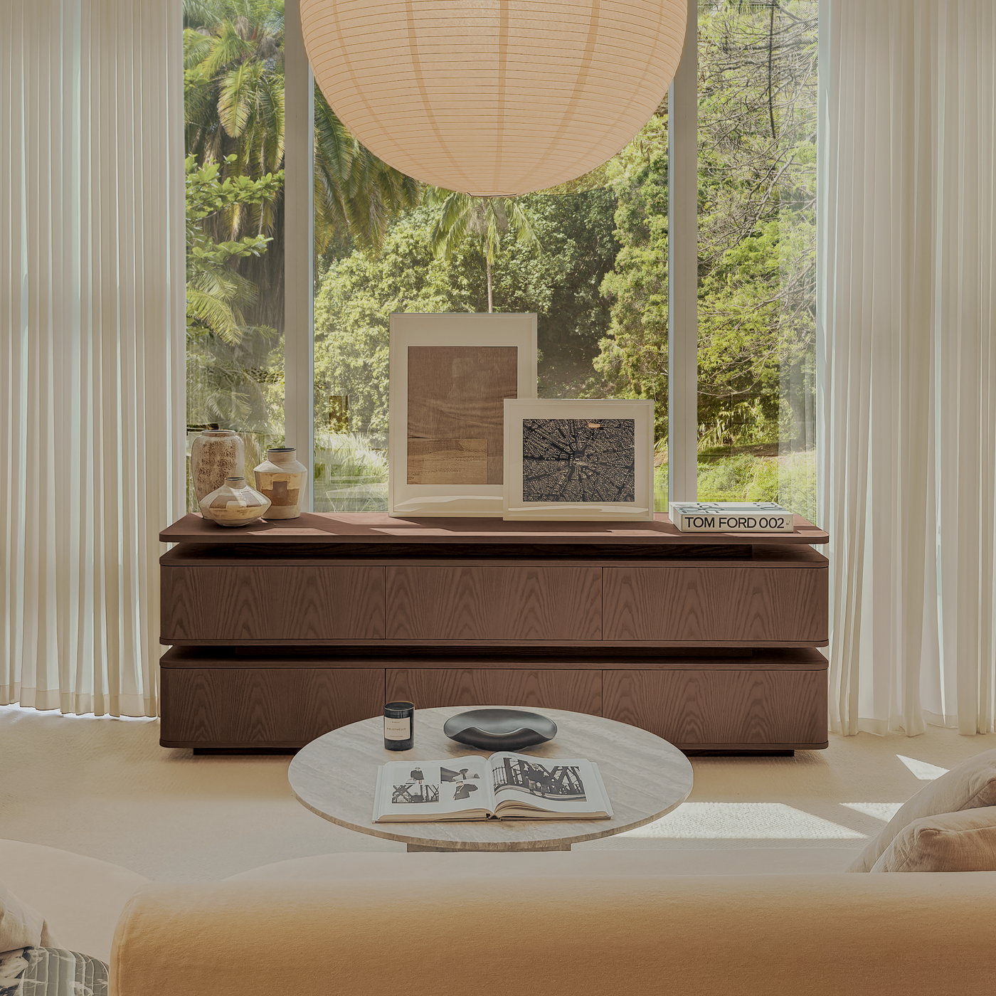 Forma Sideboard – Floating Wood Storage (Walnut)