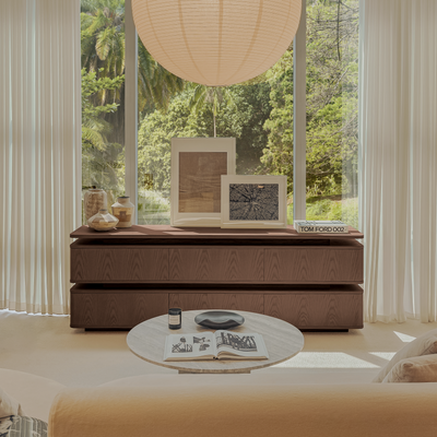 Forma Sideboard – Floating Wood Storage (Walnut)