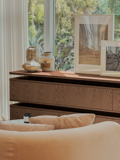 Forma Sideboard – Floating Wood Storage (Walnut)