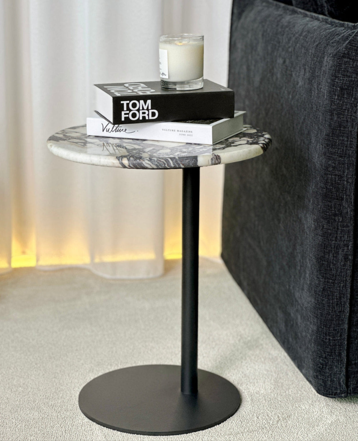 FREYA NATURAL MARBLE SIDE TABLE