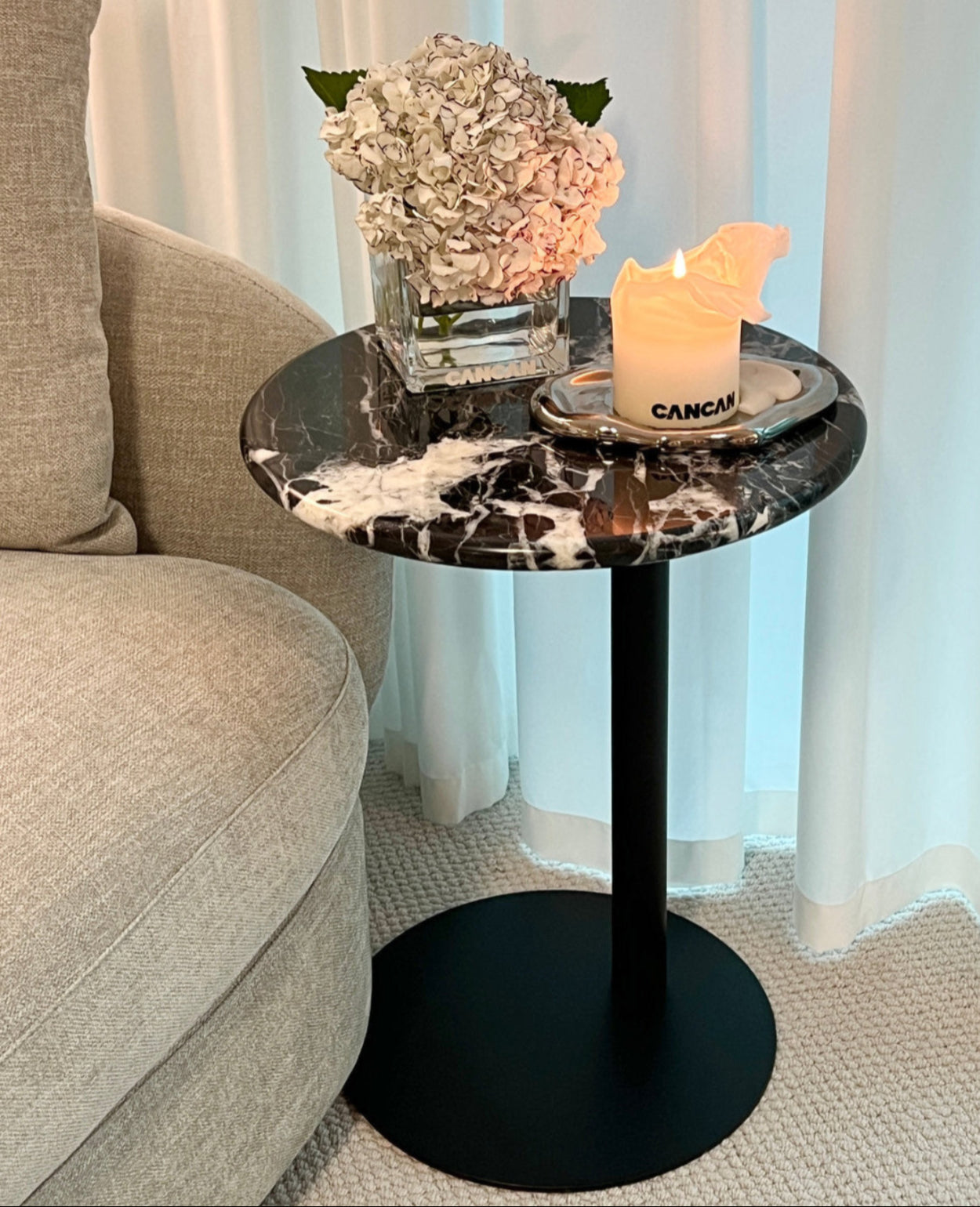 FREYA NATURAL MARBLE SIDE TABLE