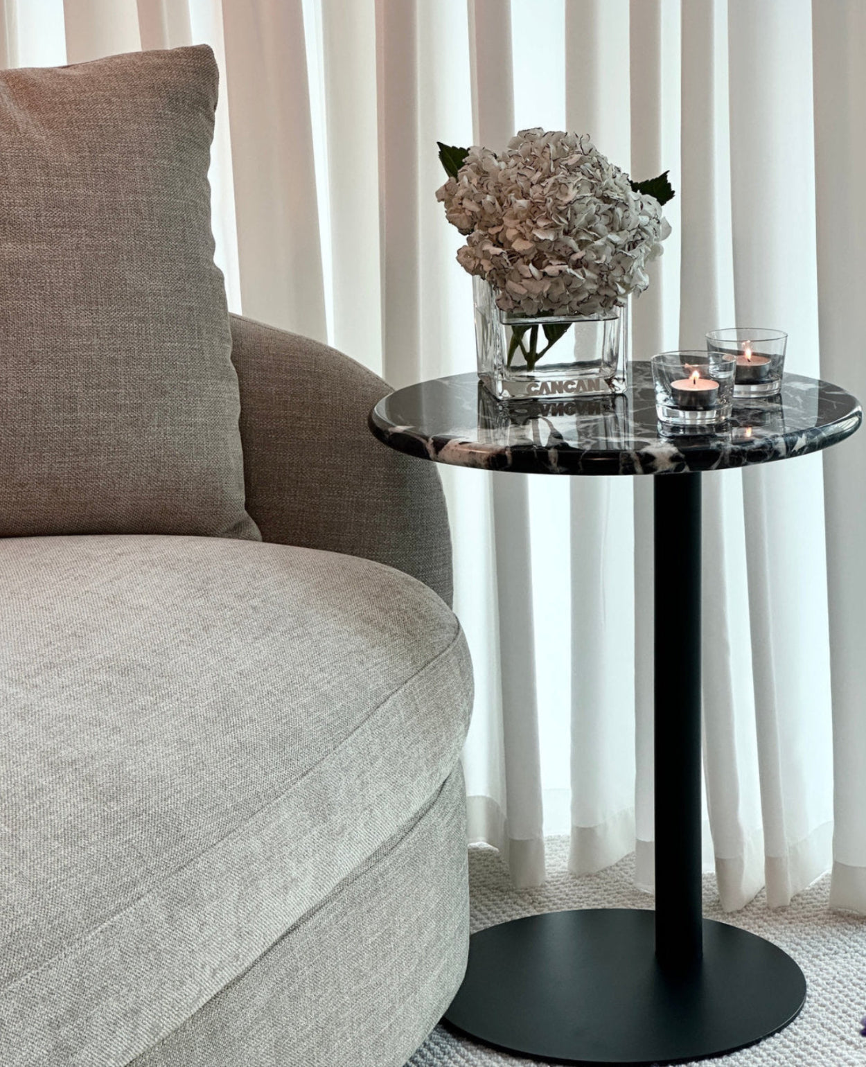 FREYA NATURAL MARBLE SIDE TABLE