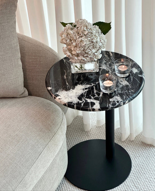 FREYA NATURAL MARBLE SIDE TABLE