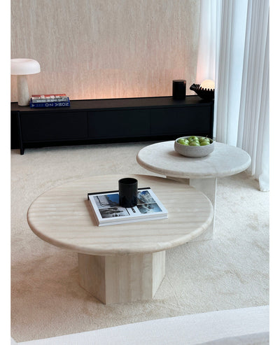 [NEW] Gabrielle & Paloma Travertine Coffee Table - Nesting Pair