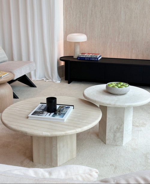 Gabrielle & Paloma Travertine Coffee Table - Nesting Pair