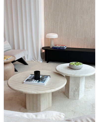 [NEW] Gabrielle & Paloma Travertine Coffee Table - Nesting Pair