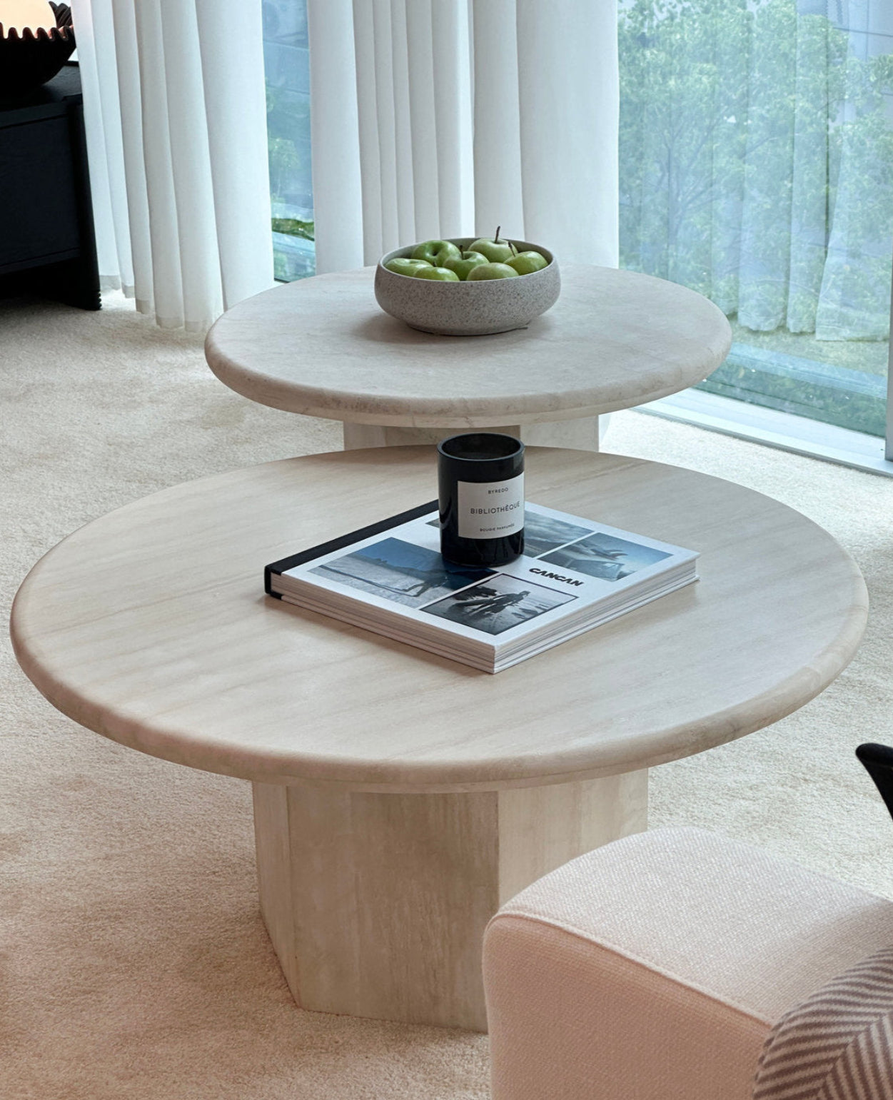 Gabrielle & Paloma Travertine Coffee Table - Nesting Pair