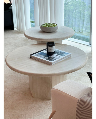 [NEW] Gabrielle & Paloma Travertine Coffee Table - Nesting Pair
