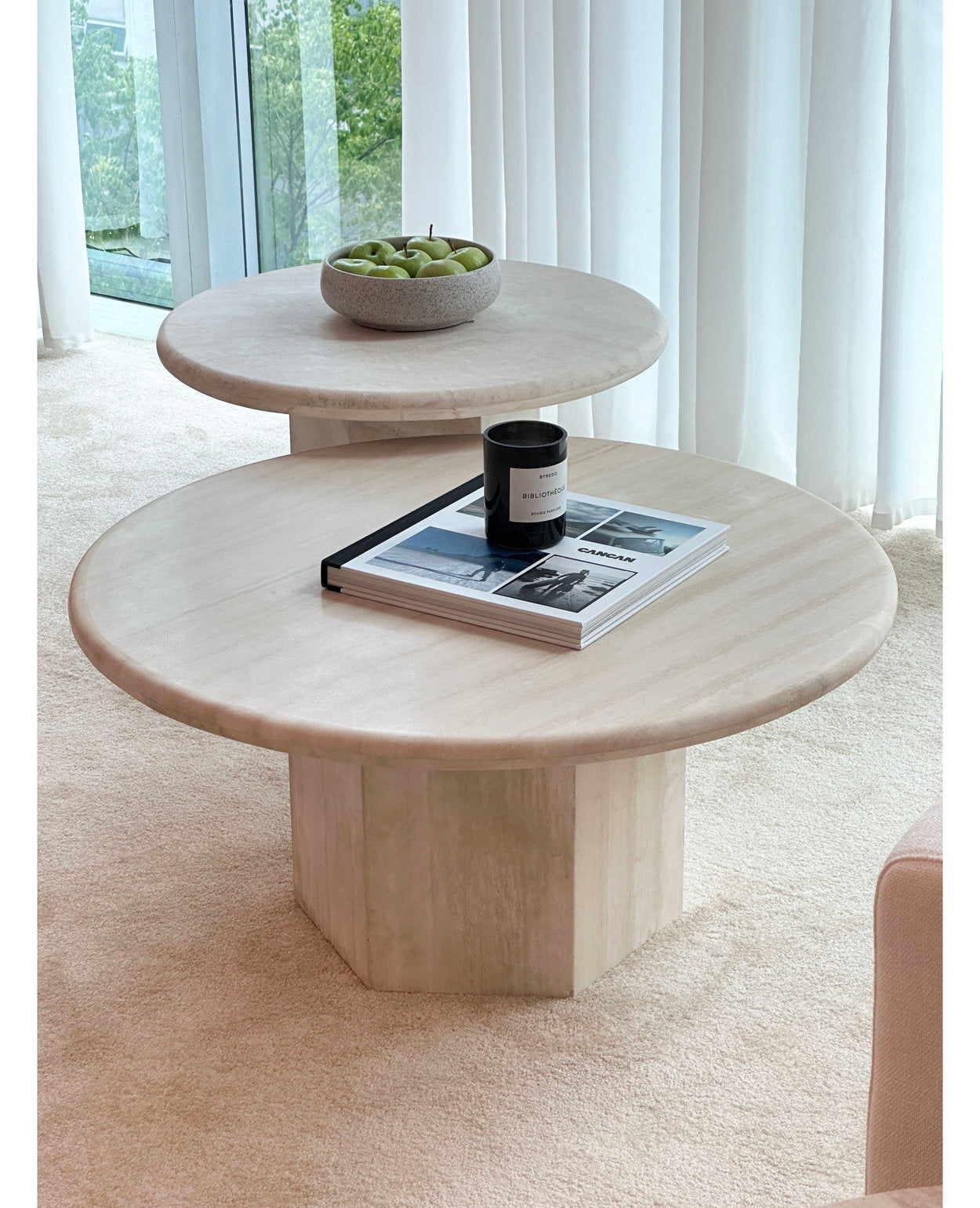 [NEW] Gabrielle & Paloma Travertine Coffee Table - Nesting Pair