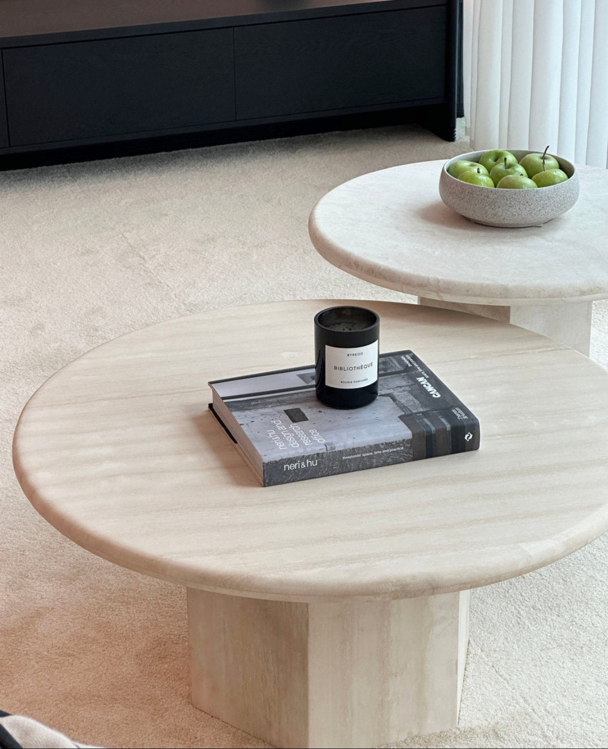 Gabrielle & Paloma Travertine Coffee Table - Nesting Pair