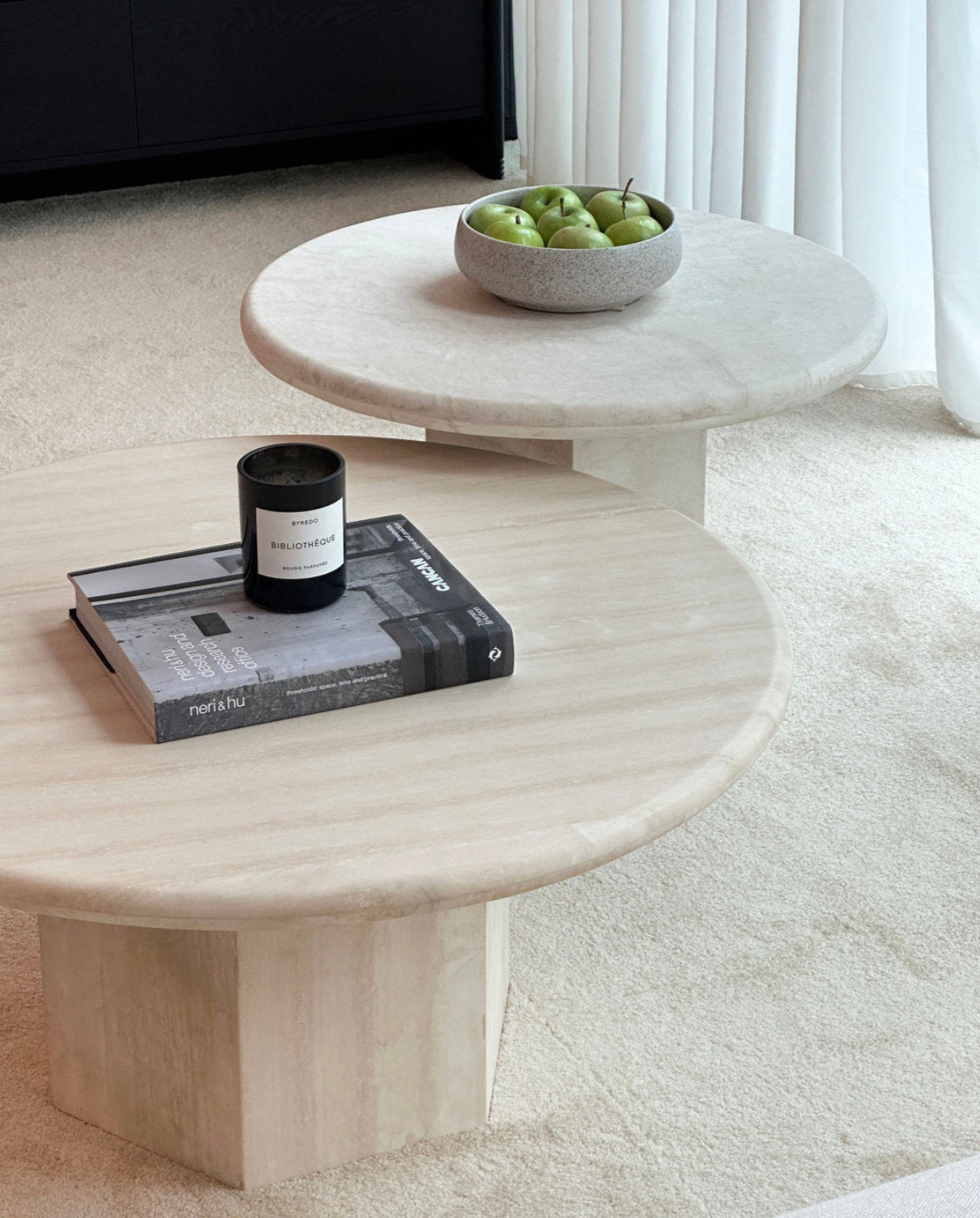 Gabrielle & Paloma Travertine Coffee Table - Nesting Pair