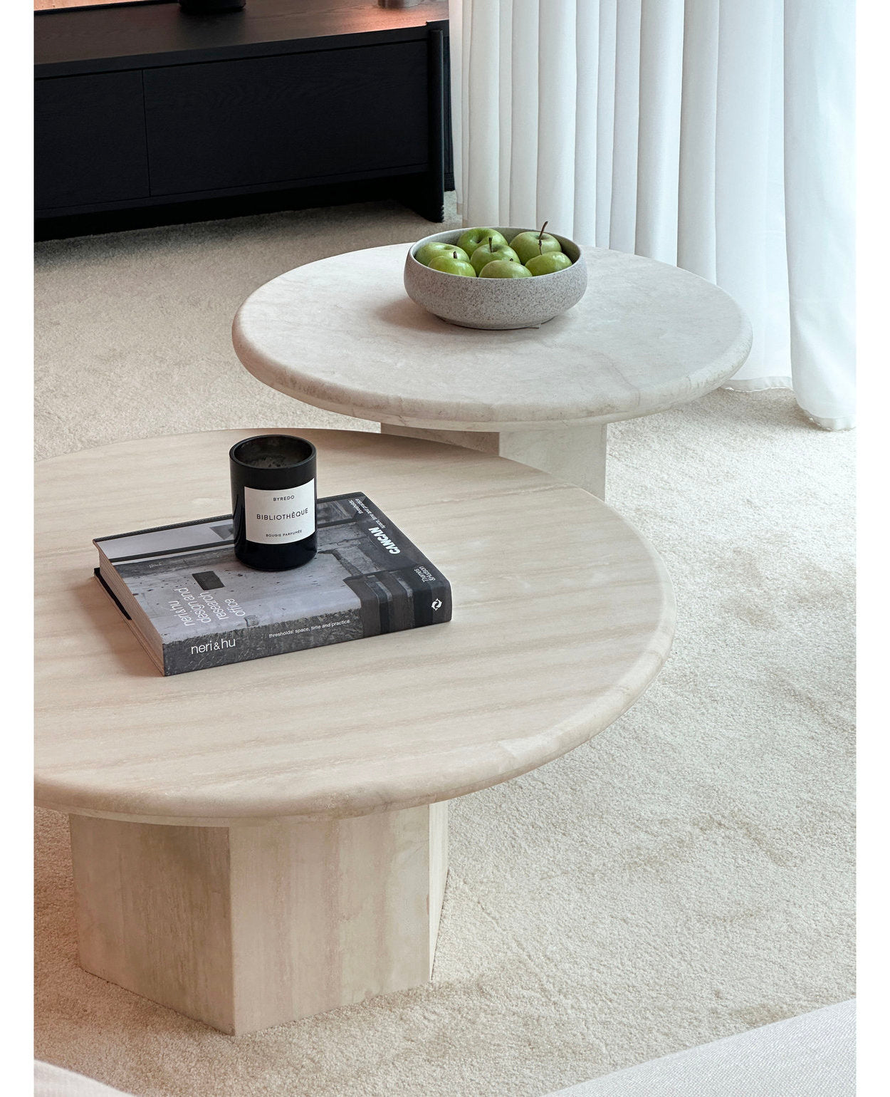 [NEW] Gabrielle & Paloma Travertine Coffee Table - Nesting Pair