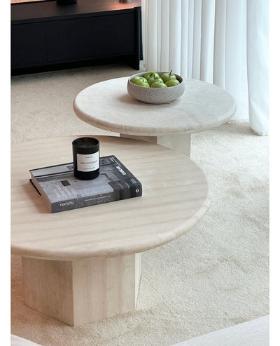 [NEW] Gabrielle & Paloma Travertine Coffee Table - Nesting Pair