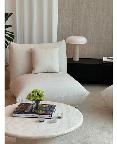 [NEW] Gabrielle Travertine Round Coffee Table - Partially Filled