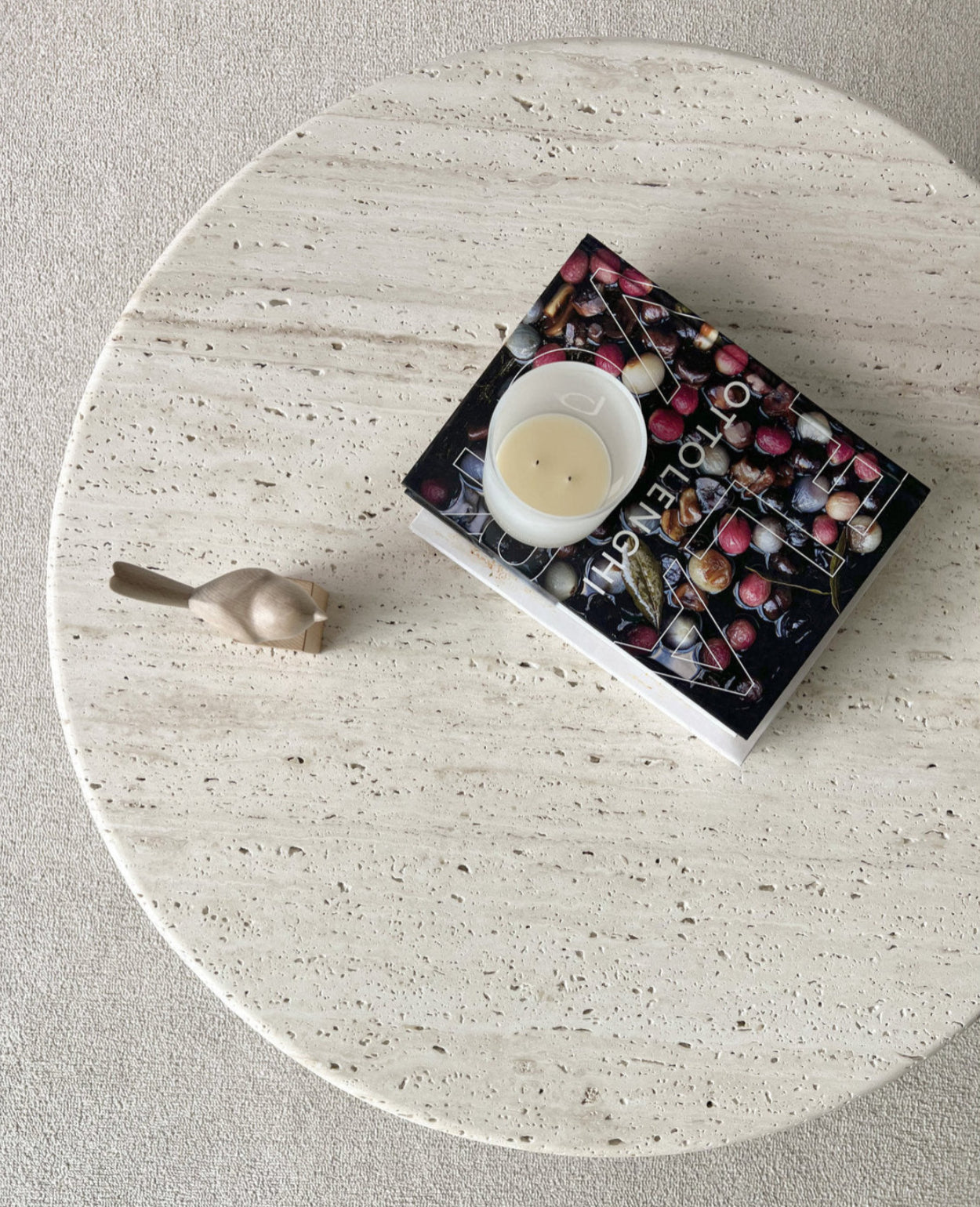 Gabrielle Travertine Round Coffee Table - Unfilled