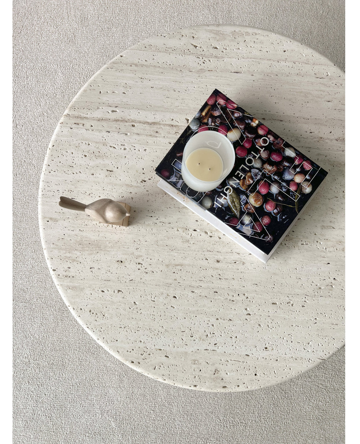 [NEW] Gabrielle Travertine Round Coffee Table - Unfilled