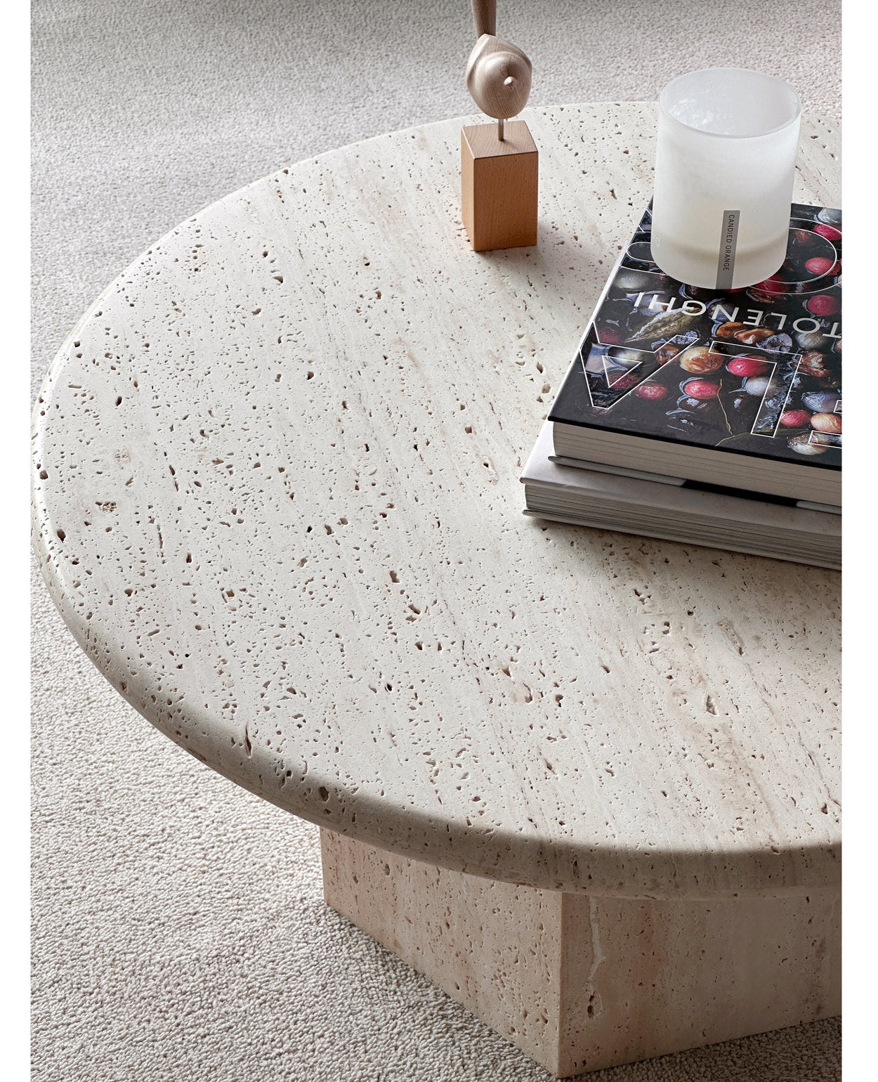 [NEW] Gabrielle Travertine Round Coffee Table - Unfilled