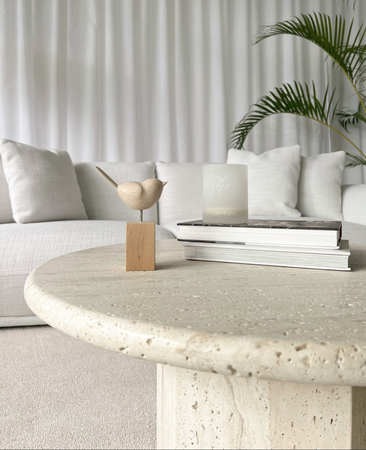 Gabrielle Travertine Round Coffee Table - Unfilled