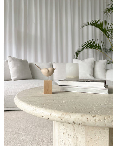[NEW] Gabrielle Travertine Round Coffee Table - Unfilled