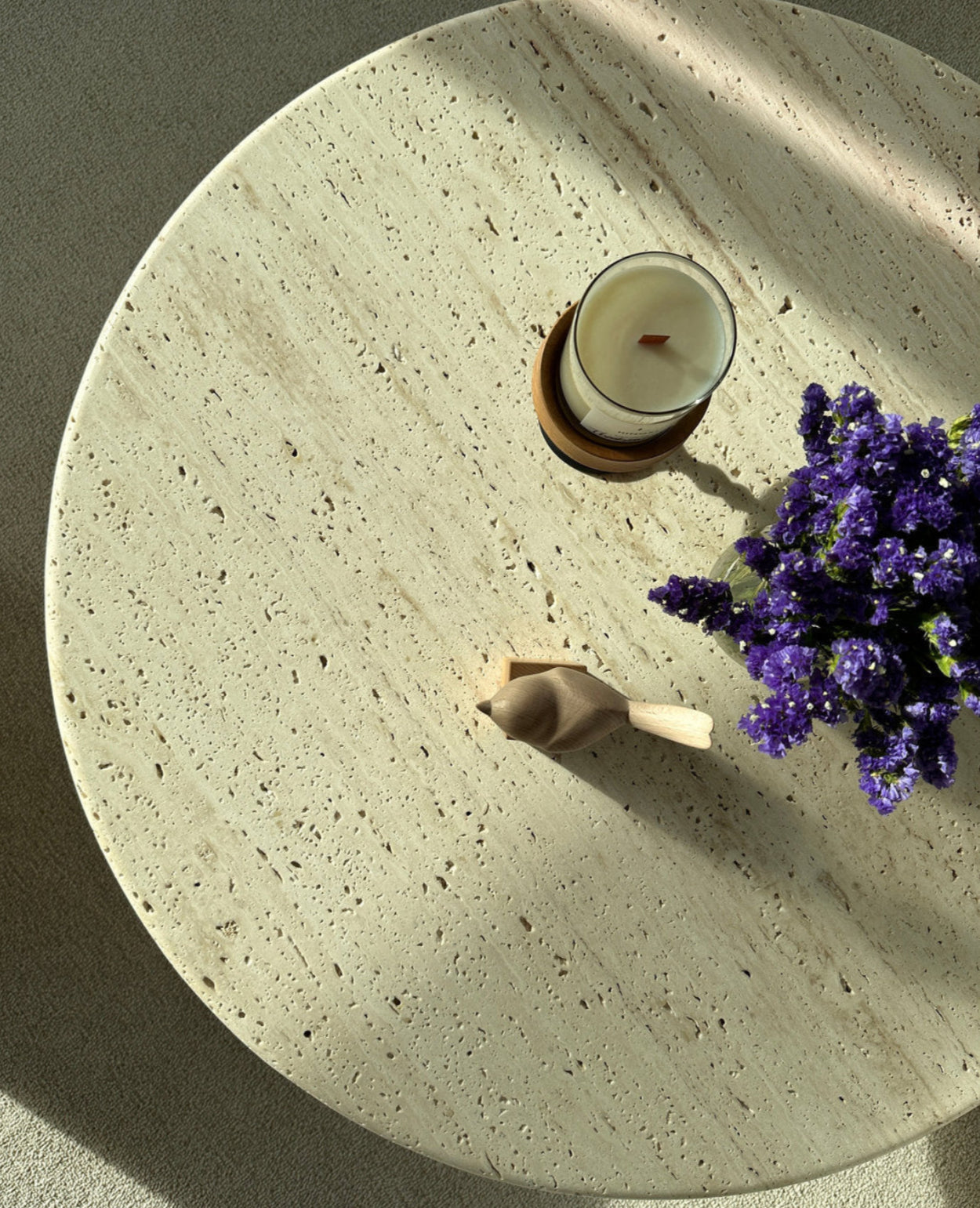 Gabrielle Travertine Round Coffee Table - Unfilled