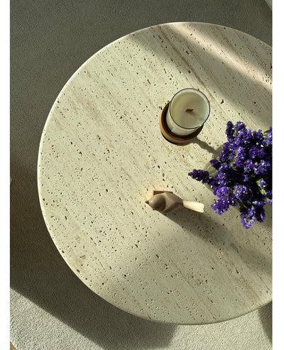 [NEW] Gabrielle Travertine Round Coffee Table - Unfilled