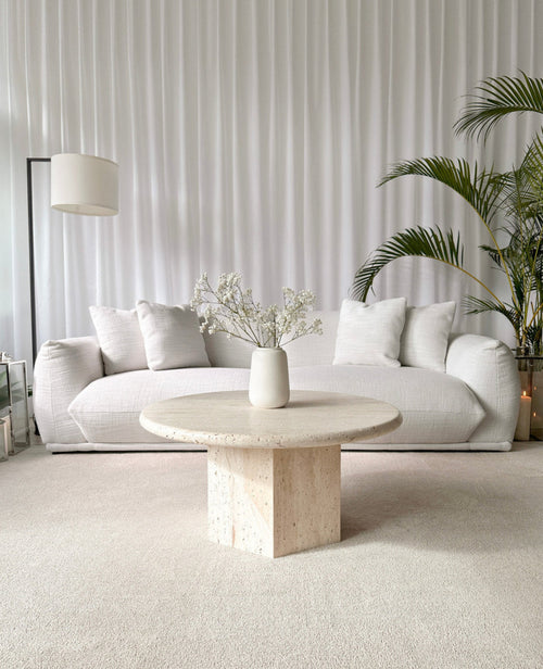 Gabrielle Travertine Round Coffee Table - Unfilled