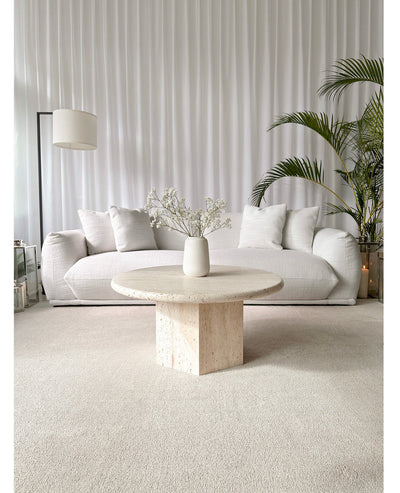 [NEW] Gabrielle Travertine Round Coffee Table - Unfilled
