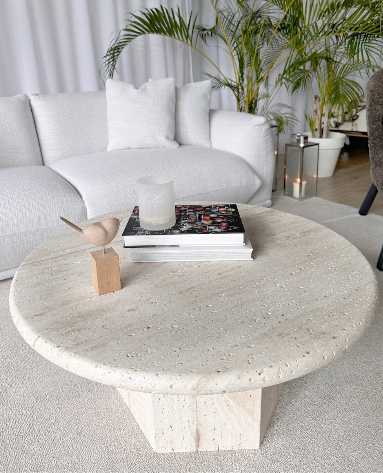 Gabrielle Travertine Round Coffee Table - Unfilled
