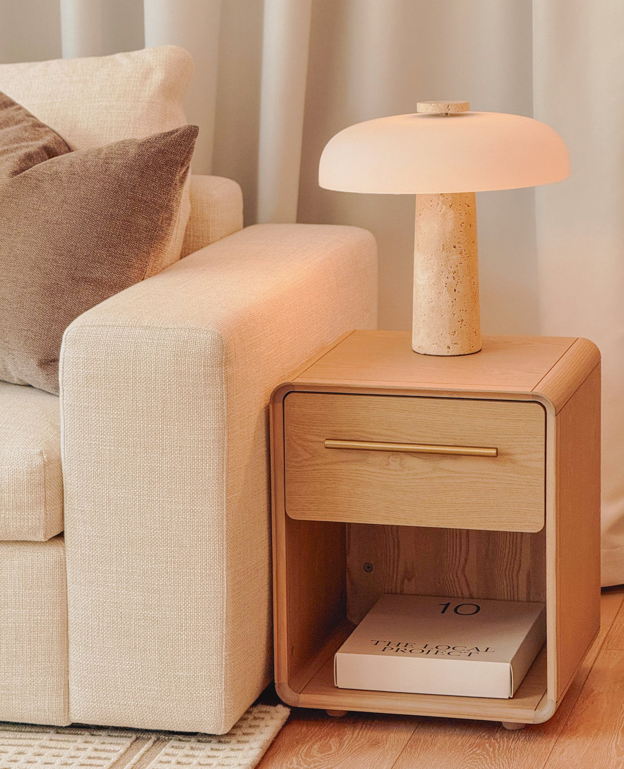 Gallie Side Table – Smart Storage for Small Spaces - Whitewash
