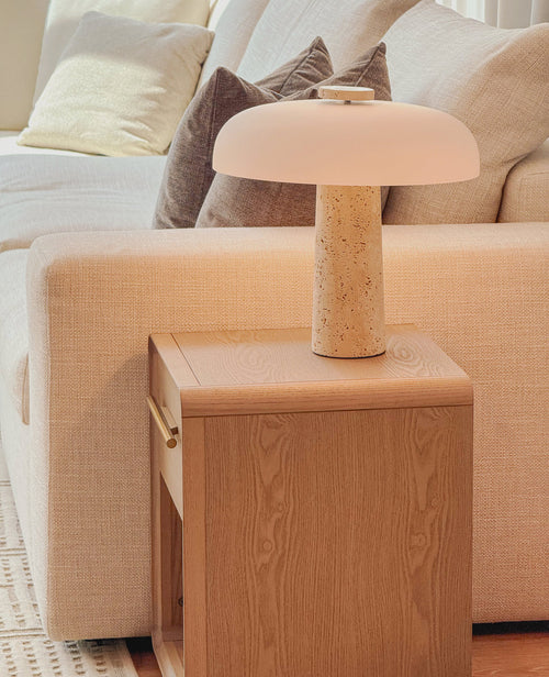 Gallie Side Table – Smart Storage for Small Spaces - Whitewash