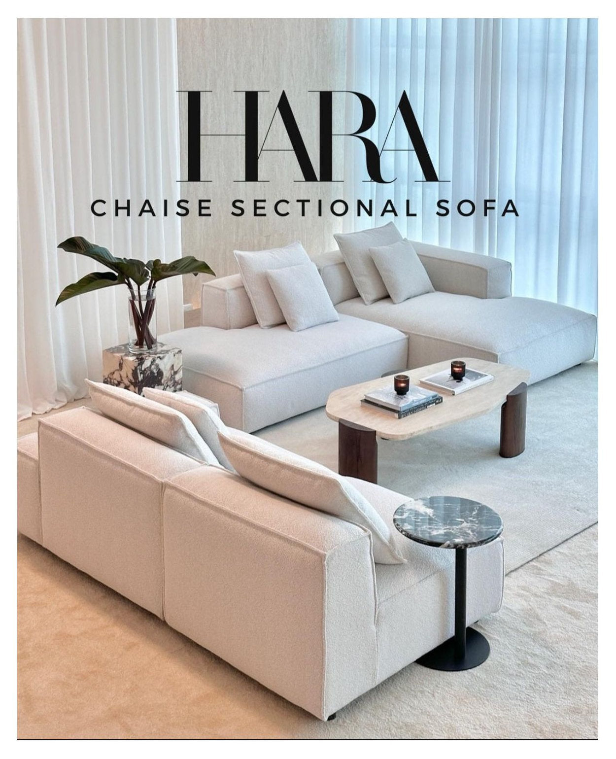 Hara Arm Double Chaise Sofa