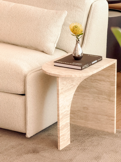ARC Petite Side Table – Ivory Travertine