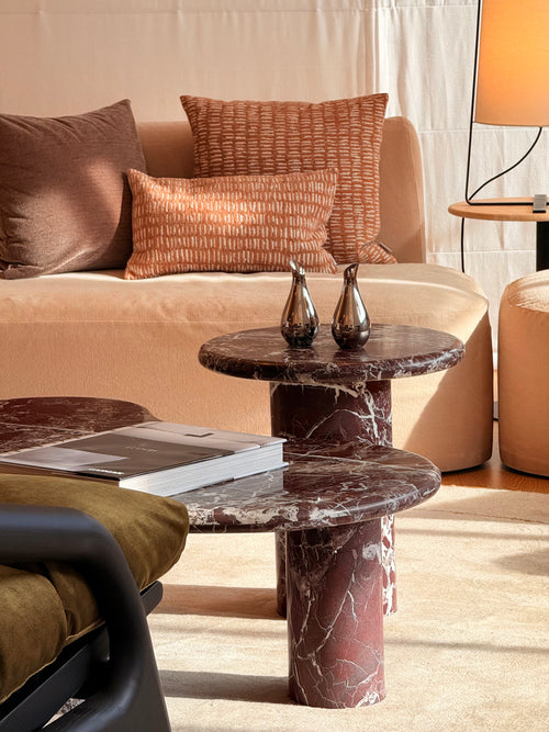 Vesper Marble Coffee Table Set in Rosso Levanto