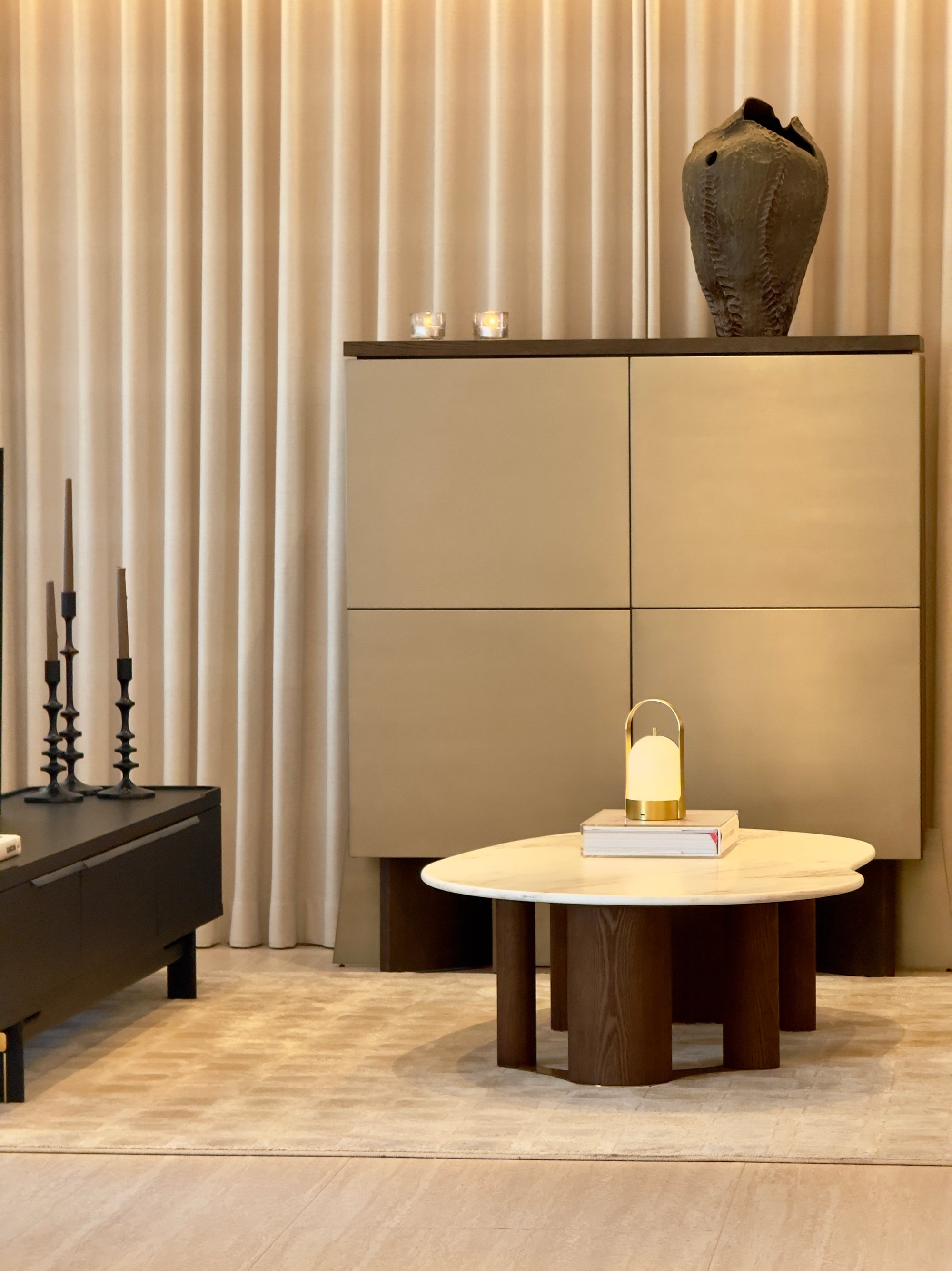 Lago Sideboard — Elm Wood & Brushed Stainless Steel