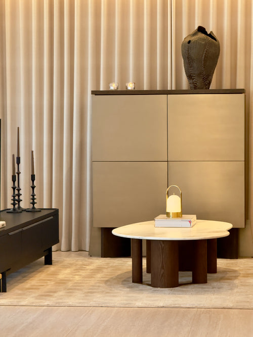 Lago Sideboard — Elm Wood & Brushed Stainless Steel