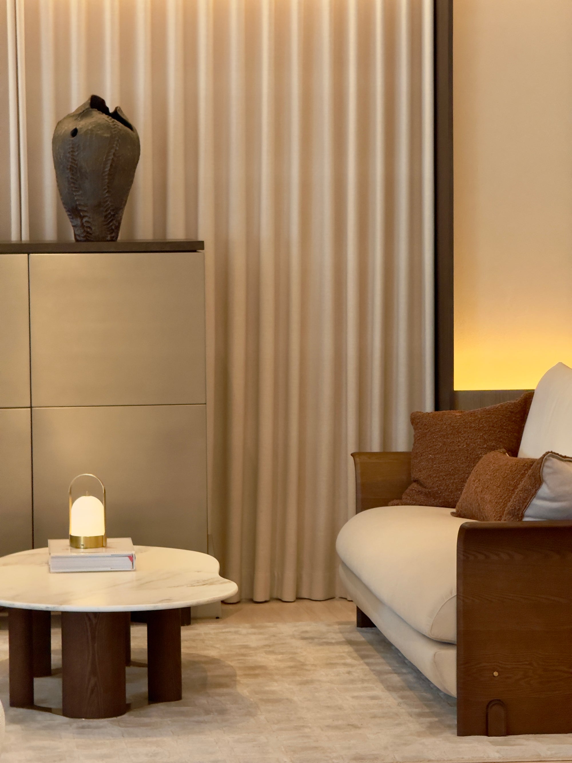 Eden Marble Coffee Table - White Jade Marble (Walnut)