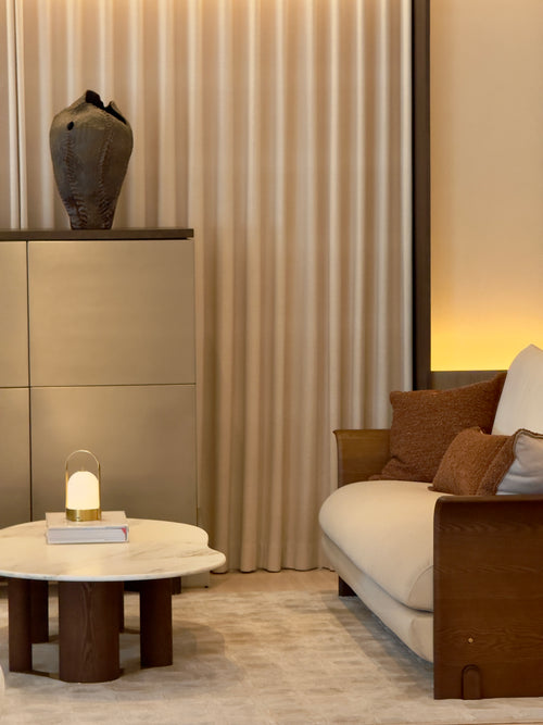 Eden Marble Coffee Table - White Jade Marble (Walnut)