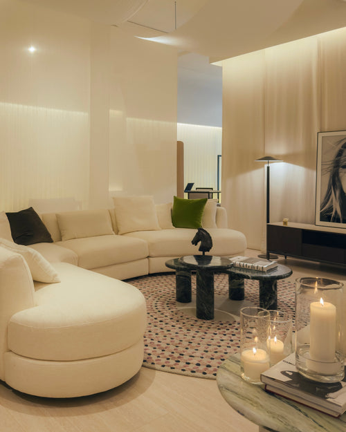 Vesper Marble Coffee Table Set in Italian Verde Alpi Marble