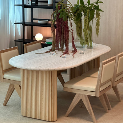 Thierry Travertine Dining Table (Whitewash)