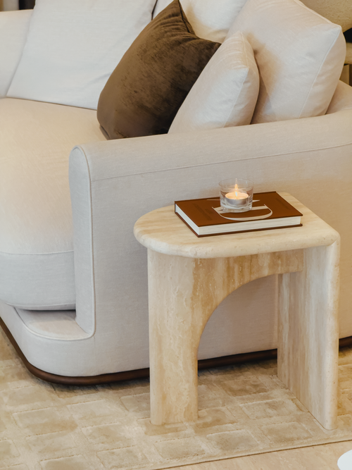 ARC+ Petite Side Table – Italian Ivory Travertine
