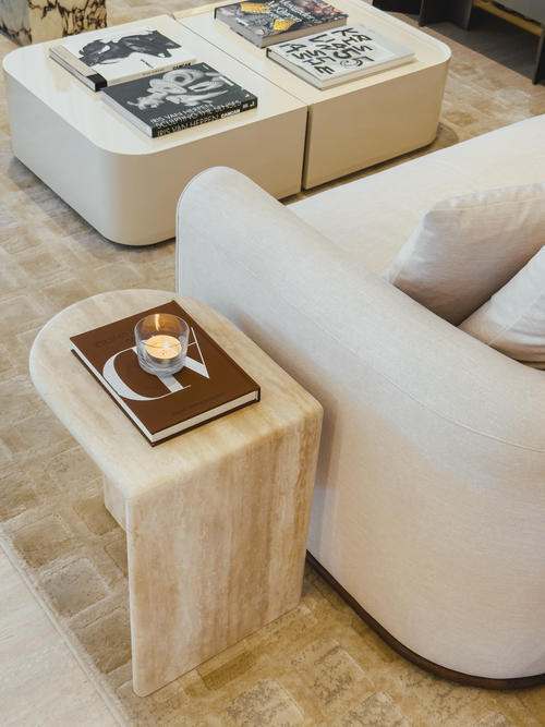 ARC+ Petite Side Table – Italian Ivory Travertine